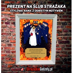 Ramka na ślub  21x30 cm z ognistą grafiką i tabliczką grawerowaną